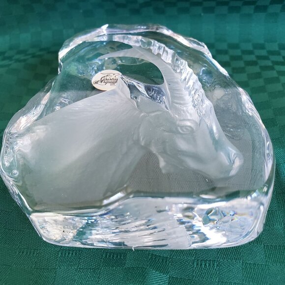 Cristal D'Arques France 24% Lead Crystal Alpine Goat Sculpture Paperweight - Picture 7 of 8
